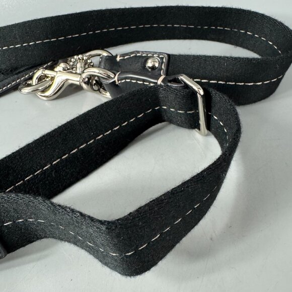 Coach Black Cotton with Black Patern Leather Adjustable Strap w/Fob - Picture 7 of 10